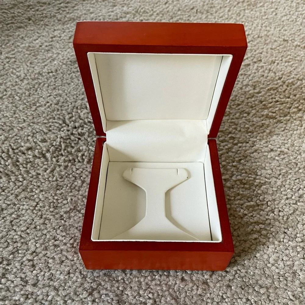 Vintage Minimalist Cherry Wood Jewelry Box - Small Ring/Watch Display Case